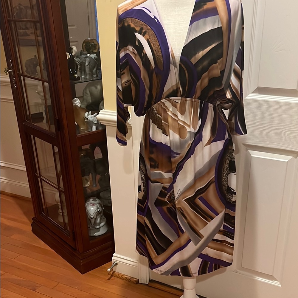 🏖️Purple Tan V-Neck Sundress, Size 1X